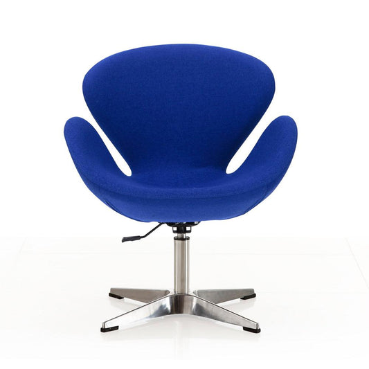 Manhattan Comfort - Raspberry Wool Blend Accent Chair with Metal Legs in Blue and Polished Chrome - AC038-BL veiw 2