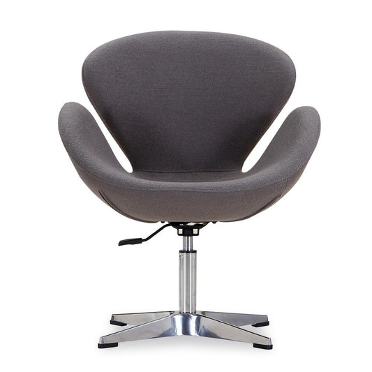 Manhattan Comfort - Raspberry Wool Blend Accent Chair with Metal Legs in Grey and Polished Chrome - AC038-GY veiw 2