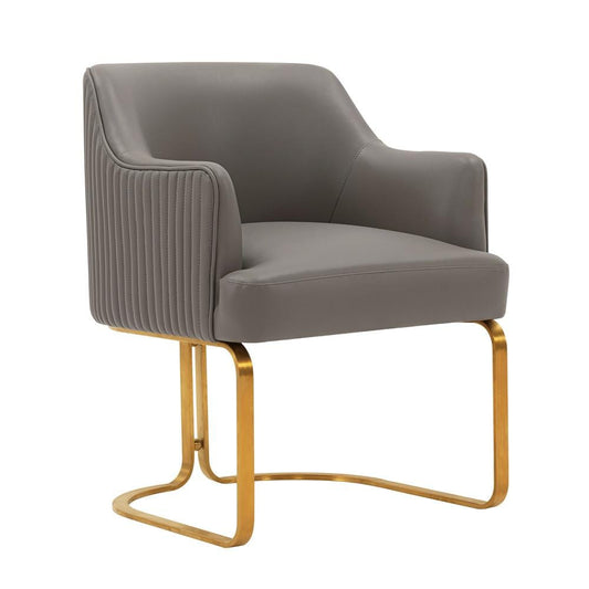 Manhattan Comfort - Raya Leatherette Dining Armchair with Stainless Steel Legs in Taupe - Set of 2 - 2-DC078-TP veiw 2