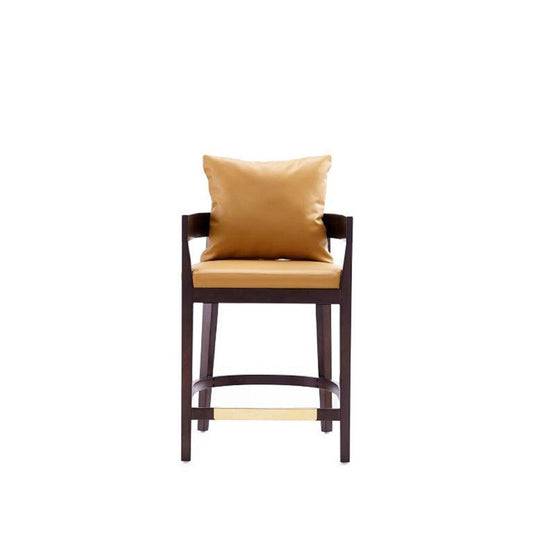 Manhattan Comfort - Ritz Faux Leather Counter Stool with Beech Wood Legs in Camal and Dark Walnut - CS006-CL veiw 2