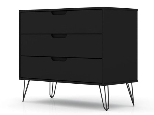 Manhattan Comfort - Rockefeller Dresser with 3 Drawers in Black - 103GMC2 veiw 2