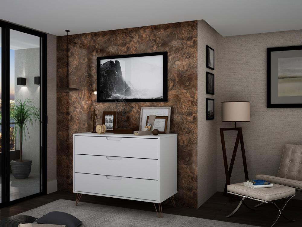 Manhattan Comfort - Rockefeller Dresser with 3 Drawers in White - 103GMC1 veiw 8