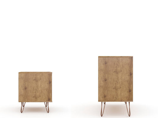 Manhattan Comfort - 2-Piece Rockefeller Dresser and Nightstand with 5 Drawers in Nature and Rose Pink - 104GMC6 veiw 2