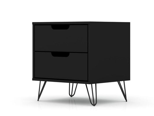 Manhattan Comfort - Rockefeller Nightstand with 2 Drawers in Black - 102GMC2 veiw 2