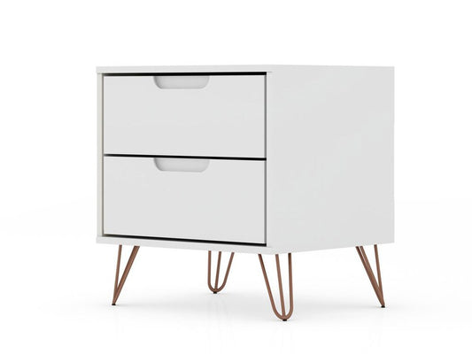 Manhattan Comfort - Rockefeller Nightstand with 2 Drawers in White - 102GMC1 veiw 2