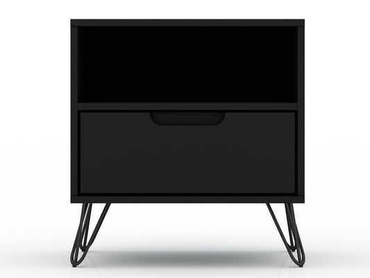 Manhattan Comfort - Rockefeller Nightstand with 2 Drawers in Black - Set of 2 - 2-101GMC2 veiw 2