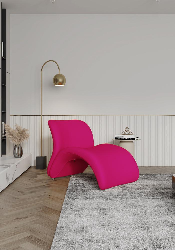 Manhattan Comfort - Rosebud Wool Blend Accent Chair with Metal Legs in Fuchsia - AC013-FS veiw 4