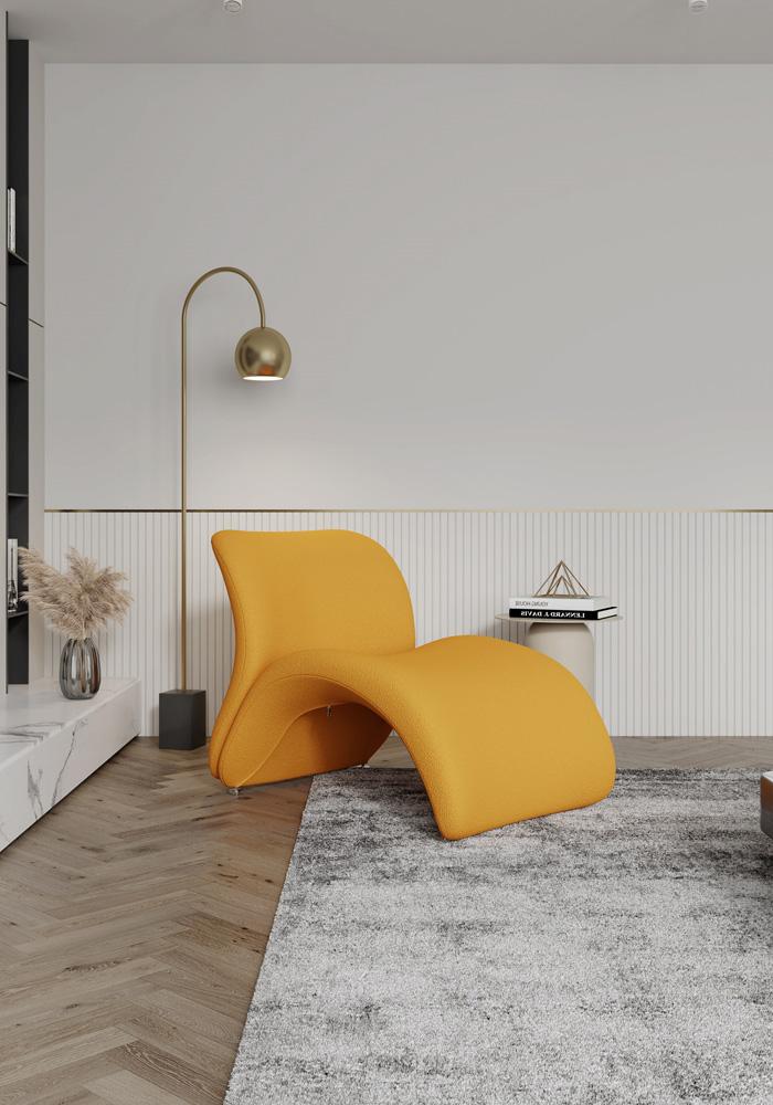 Manhattan Comfort - Rosebud Wool Blend Accent Chair with Metal Legs in Yellow - AC013-YL veiw 5