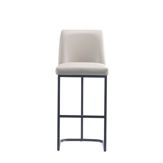 Manhattan Comfort - Serena Leatherette Barstool with Metal Legs in Light Grey - Set of 2 - 2-BS020-LG veiw 2