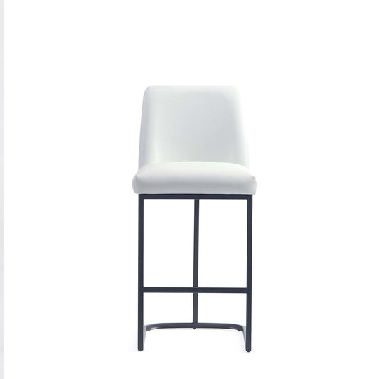 Manhattan Comfort - Serena Leatherette Counter Stool with Metal Legs in White - CS017-WH veiw 2