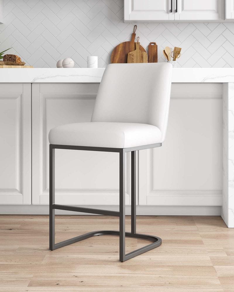 Manhattan Comfort - Serena Leatherette Counter Stool with Metal Legs in White - CS017-WH veiw 9