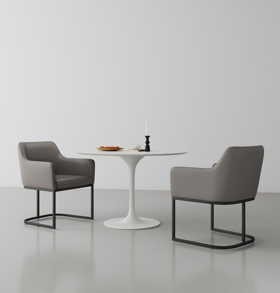 Manhattan Comfort - Serena Leatherette Dining Armchair with Steel Legs in Grey - Set of 2 - 2-DC056AR-GY veiw 7