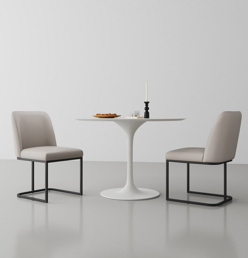 Manhattan Comfort - Serena Faux Leather Dining Chair with Steel Legs in Light Grey - DC056-LG veiw 9