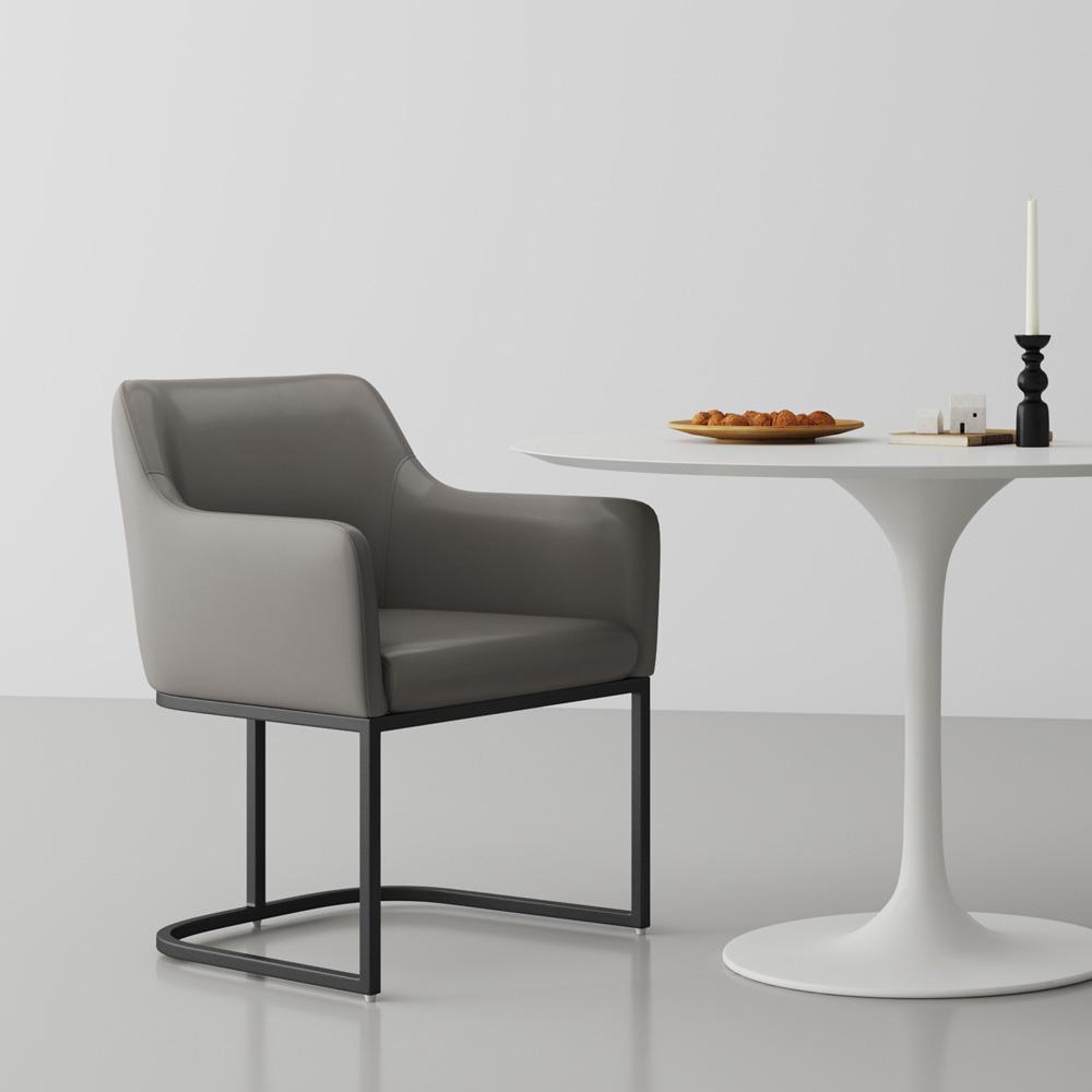 Manhattan Comfort - Serena Leatherette Dining Armchair with Steel Legs in Grey - DC056AR-GY veiw 7