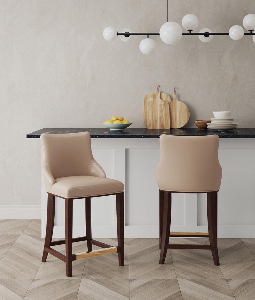 Manhattan Comfort - Shubert Leatherette Counter Stool in Tan - Set of 2 - 2-CS016-TN veiw 5