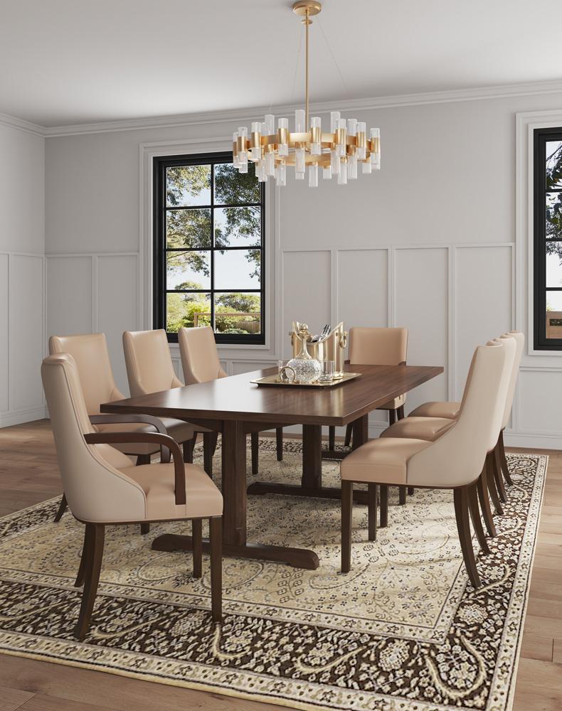 Manhattan Comfort - 8-Piece Shubert Faux Leather & Velvet Dining Chair Set in Tan - 8-DC055AR-TN veiw 10