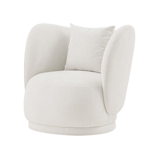 Manhattan Comfort - Siri Linen Weave Accent Chair with Pine Wood Legs in Cream - Set of 2 - 2-AC057-CR veiw 2