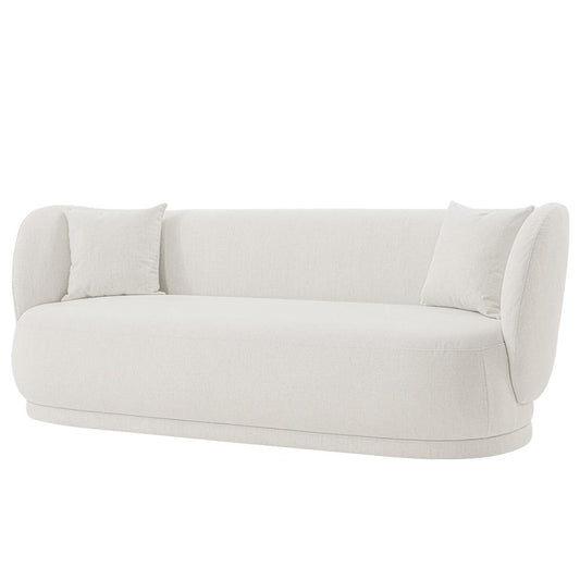 Manhattan Comfort - Siri Linen Weave Sofa with Pine Wood Legs in Cream - SF010-CR veiw 2