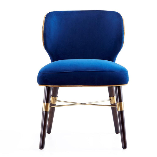 Manhattan Comfort - Strine Velvet Dining Chair with Wood Legs in Blue - Set of 2 - 2-DC045-BL veiw 2