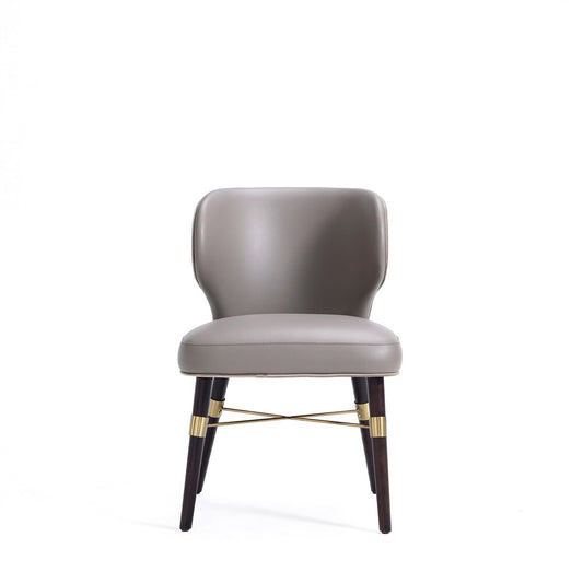 Manhattan Comfort - Strine Velvet and Leatherette Dining Chair with Wood Legs in Dark Taupe - DC045-DT veiw 2