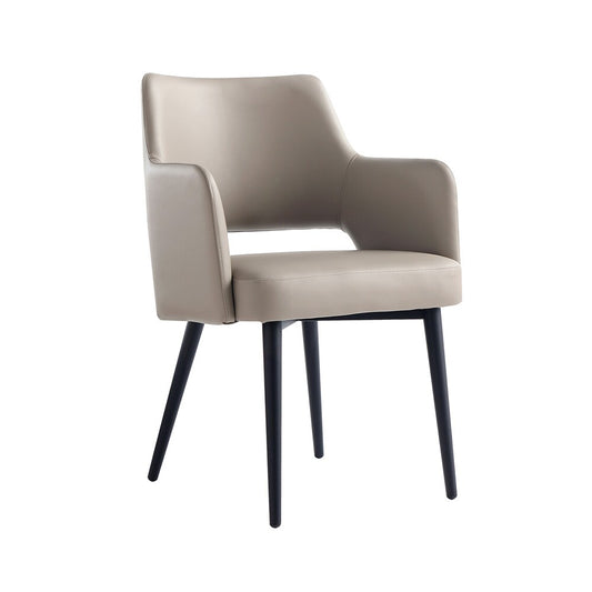 Manhattan Comfort - Tremont Leatherette Dining Arm Chair with Metal Legs in Taupe - Set of 2 - 2-DC104AR-TP veiw 2