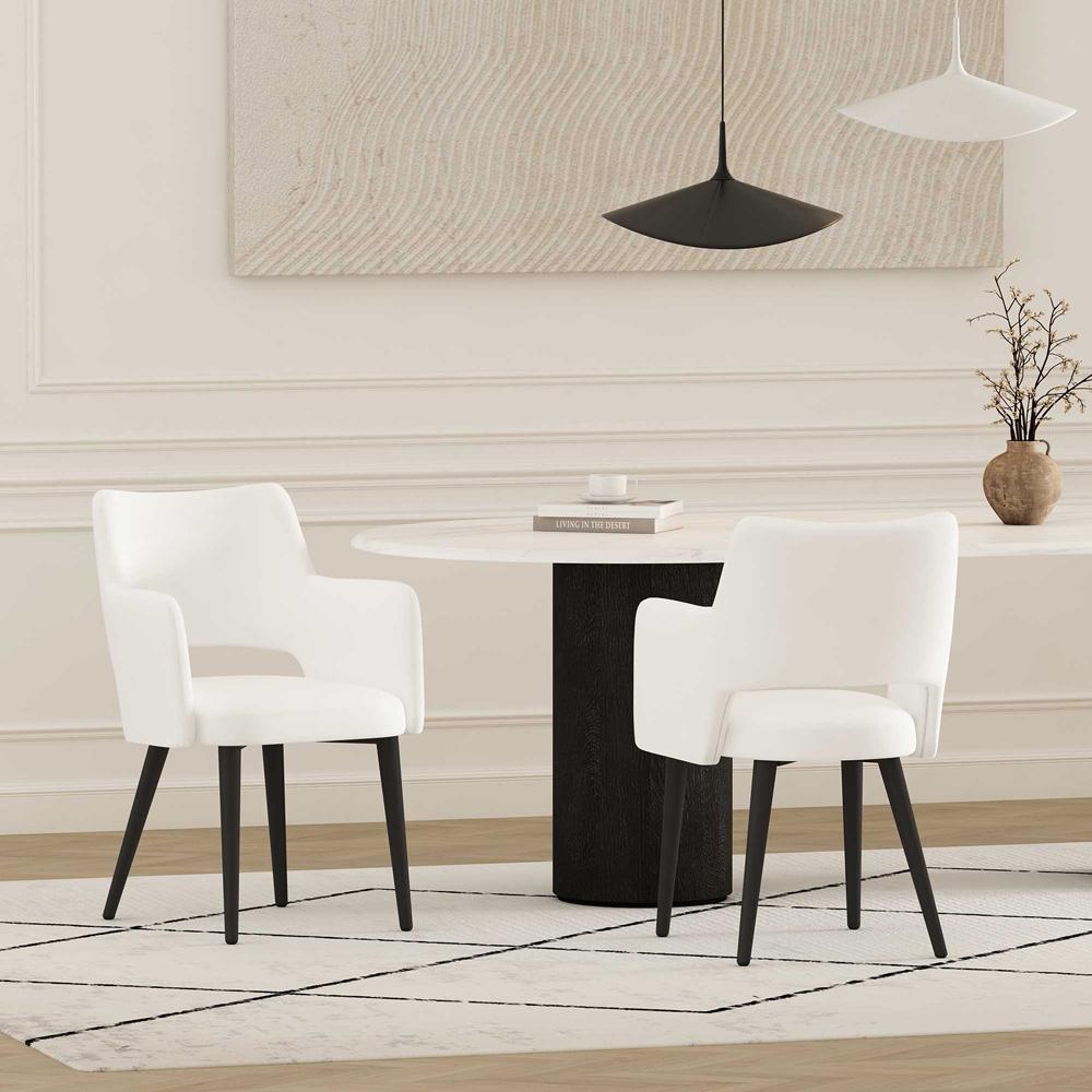 Manhattan Comfort - Tremont Leatherette Dining Arm Chair with Metal Legs in White - Set of 2 - 2-DC104AR-WH veiw 8