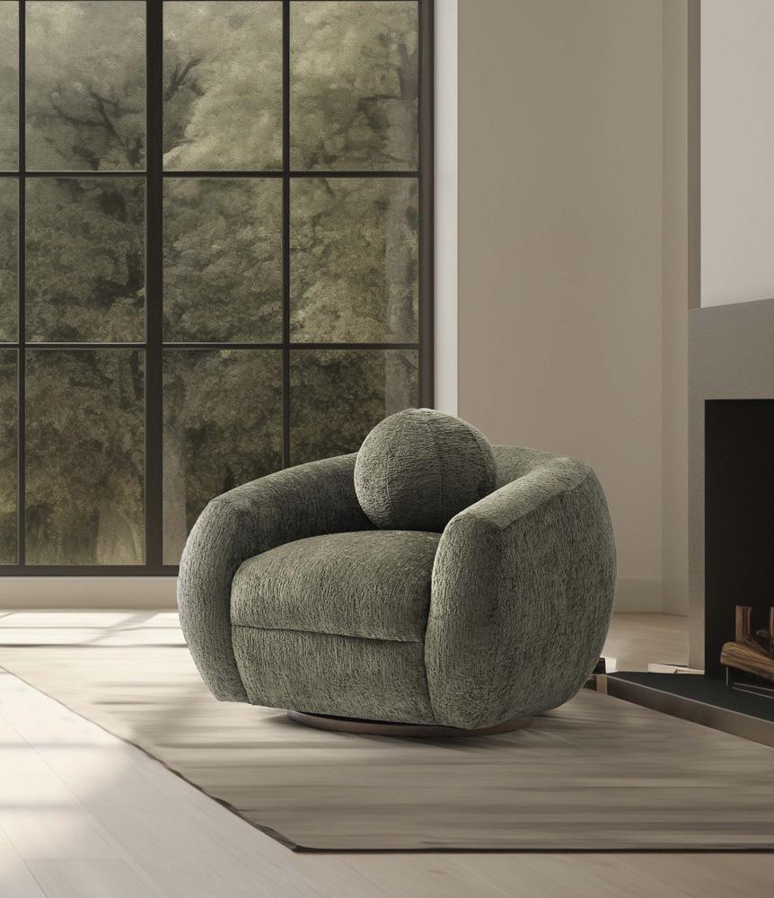 Manhattan Comfort - Tribeca Chenille Accent Chair with Birch Wood Legs in Olive Green - AC016-OG veiw 8