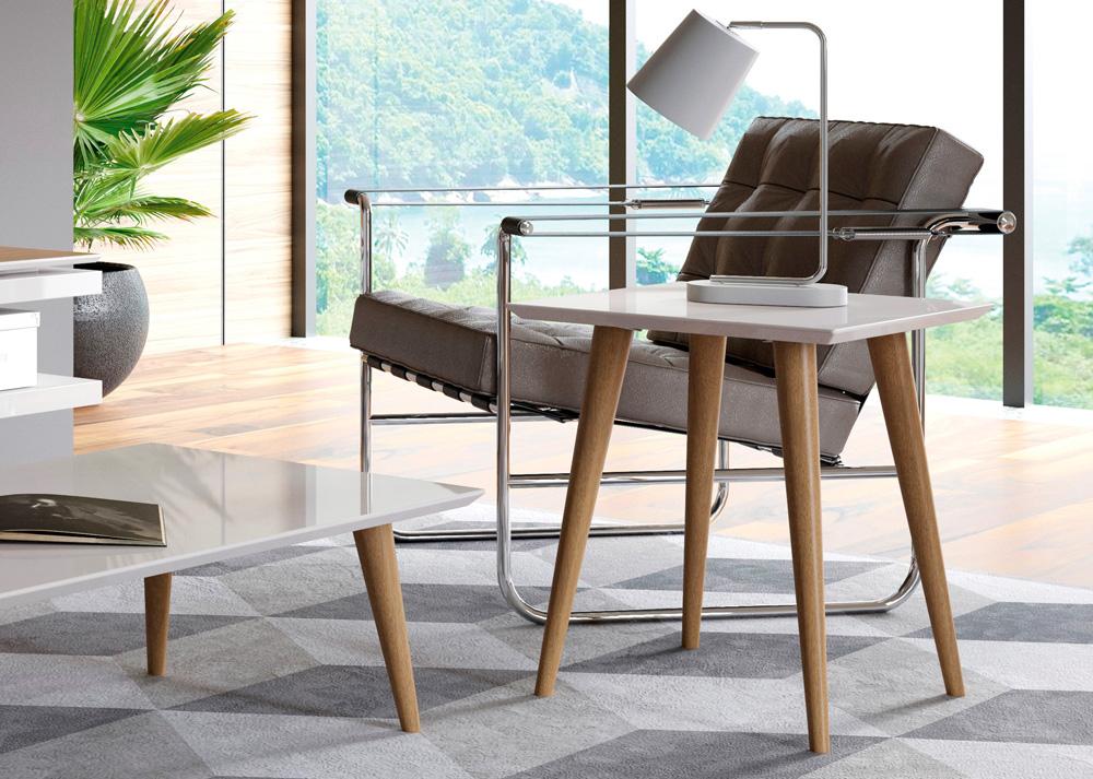 Manhattan Comfort - Utopia Square End Table with Solid Wood Legs in Off White - 89352 veiw 6