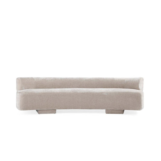 Manhattan Comfort - Verandah 112W Chenille Sofa with Wood with Fabric Upholstery Legs in Beige - SF016-BE veiw 2