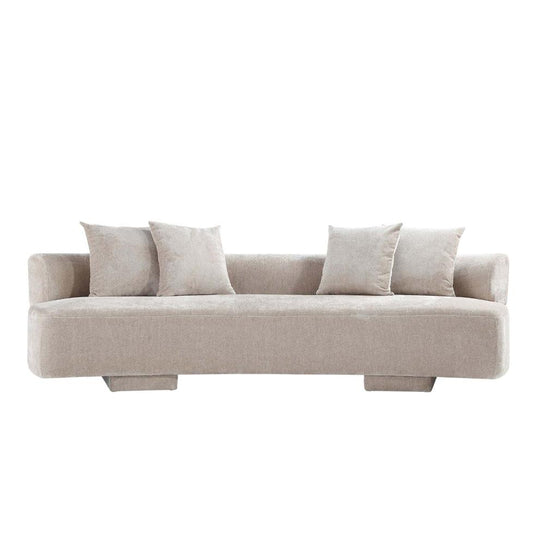 Manhattan Comfort - 2-Piece Verandah Chenille XL Sofa and Accent Chair with Wood with Fabric Upholstery Legs in Beige - 2-SFAC1669-BE veiw 2