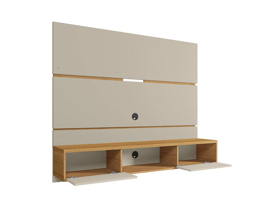Manhattan Comfort - Vernon Floating Entertainment Center with 3 Fixed Shelves in Off White and Cinnamon - 236BMC12 veiw 2