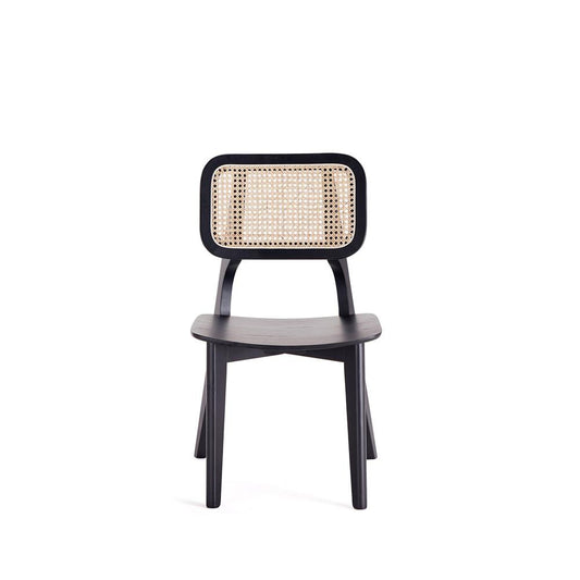 Manhattan Comfort - Versailles Rectangular Dining Chair with American Ash Wood Legs in Black and Natural Cane - Set of 4 - 2-DCCA01-BK veiw 2