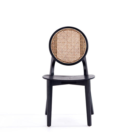 Manhattan Comfort - Versailles Round Dining Chair with American Ash Wood Legs in Black and Natural Cane - Set of 4 - 2-DCCA11-BK veiw 2