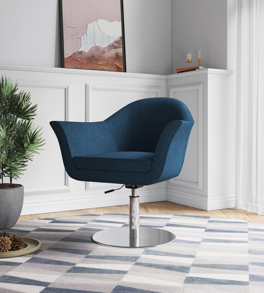 Manhattan Comfort - Voyager Woven Accent Chair with Metal Legs in Smokey Blue and Brushed Metal - AC051-SM veiw 6