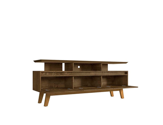 Manhattan Comfort - Yonkers 70W TV Stand with 6 Fixed Shelves Shelves in Rustic Brown - 234BMC9 veiw 2