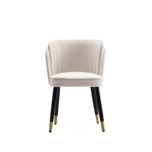 Manhattan Comfort - Zephyr Velvet Dining Chair with Wood Legs in Cream - DC043-CR veiw 2