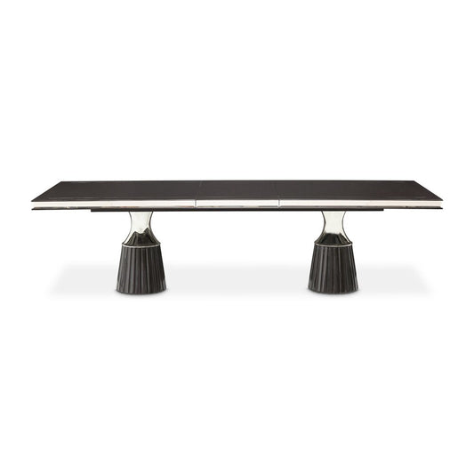 AICO by Michael Amini - Carmela Double Pedestal Dining Table - Glossy Charcoal Sand - LFR-CRMA002-830 veiw 2