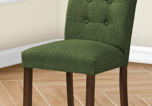 Monarch Specialties - 38in Height Contemporary Dining Chair in Green,Walnut Set Of 2 - I 1219 veiw 2