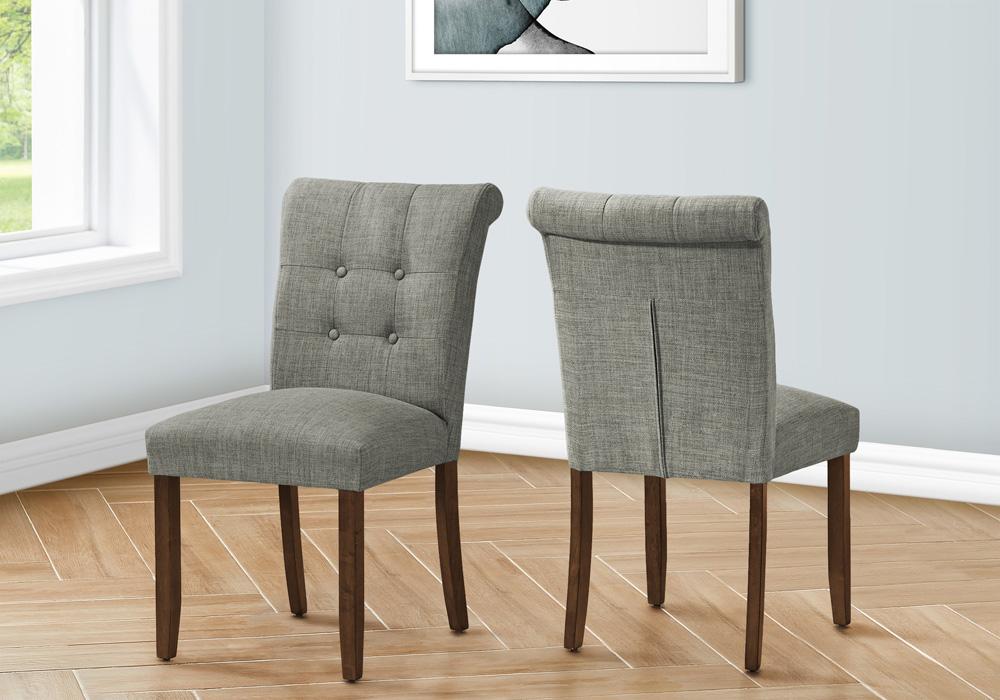 Monarch Specialties - 38in Height Contemporary Dining Chair in Grey,Walnut Set Of 2 - I 1218 veiw 3