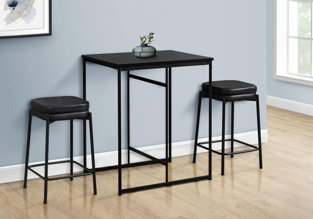 Monarch Specialties - 32in Rectangular Dining Table in Black Set Of 2 - I 1240 veiw 2