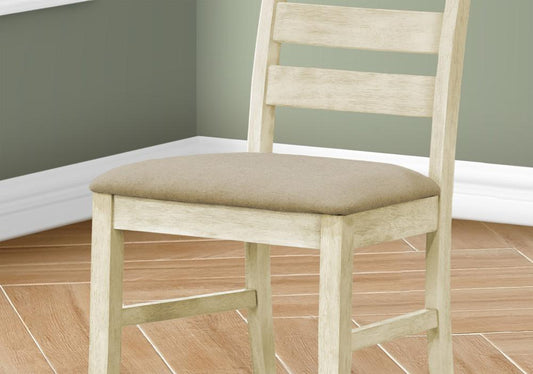 Monarch Specialties - 38in Height Transitional Dining Chair in White,Beige Set Of 2 - I 1336 veiw 2