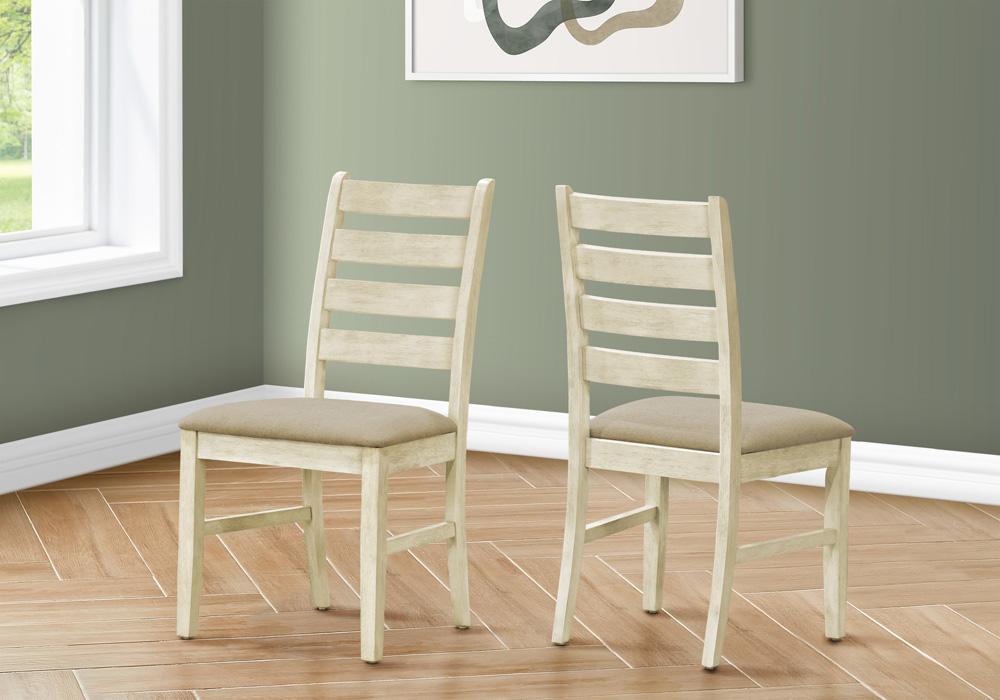 Monarch Specialties - 38in Height Transitional Dining Chair in White,Beige Set Of 2 - I 1336 veiw 3