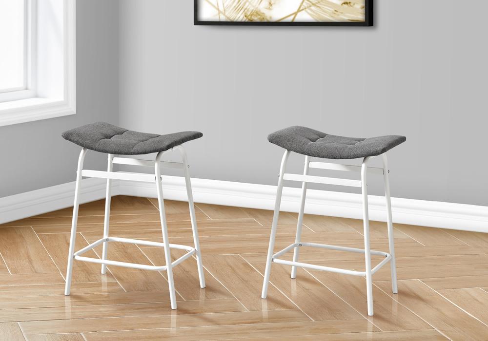 Monarch Specialties - Counter Height Barstool in White,Grey Set Of 2 - I 2387 veiw 2