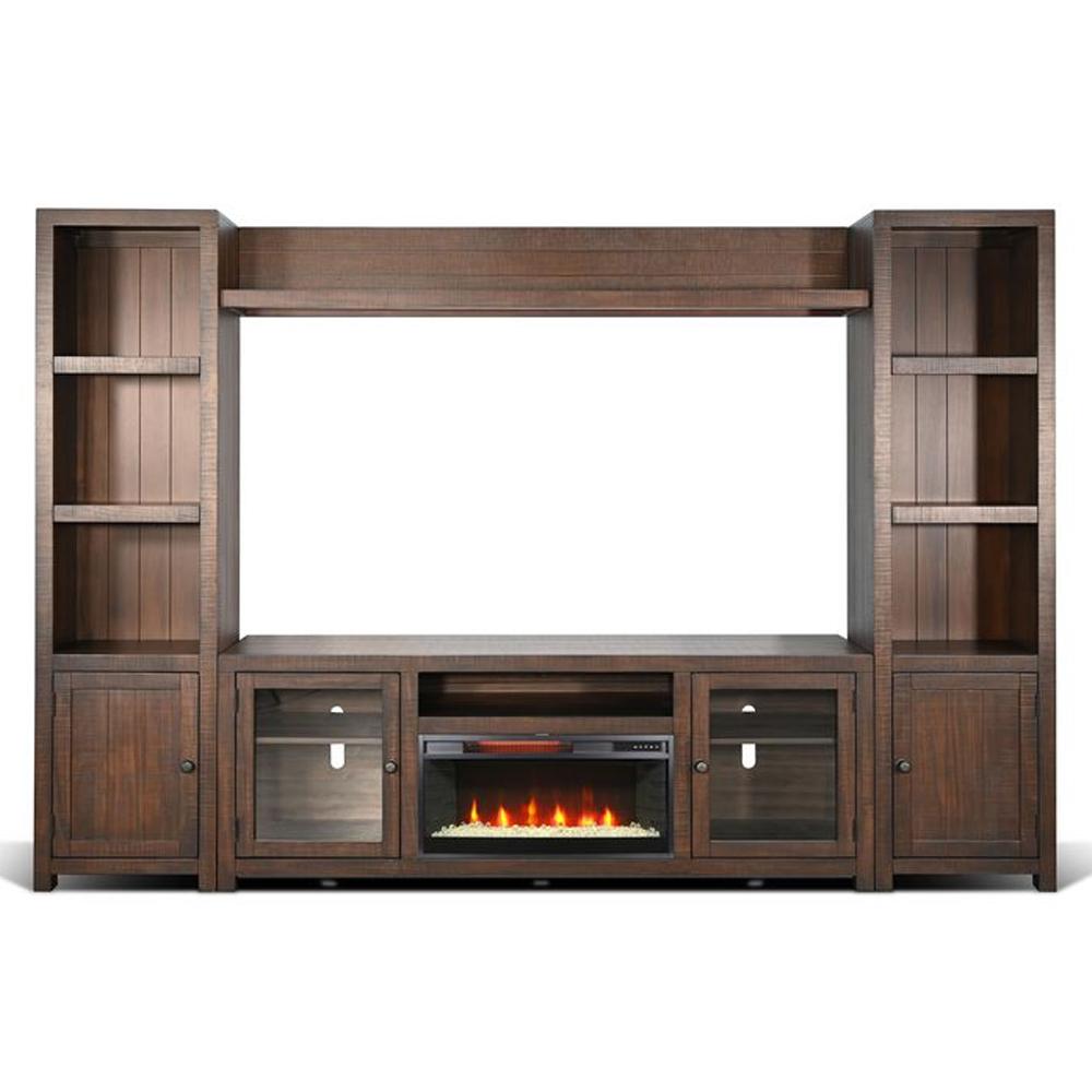 Sunny Designs - 112in Media Wall with Electric Fireplace - Dark Brown - K3573TL-C veiw 1