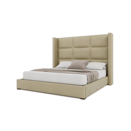 Nativa Interiors - Aylet Square Eco-Leather Medium 67in California King Cream Bed - BED-AYLET-SQ-MID-CA-VIN-CREAM veiw 2