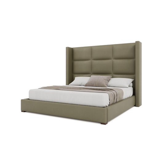 Nativa Interiors - Aylet Square Eco-Leather Medium 67in California King Stone Bed - BED-AYLET-SQ-MID-CA-VIN-STONE veiw 2