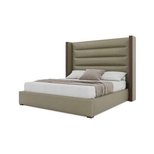 Nativa Interiors - Irenne Horizontal Channel Tufted Eco-Leather Medium 67in California King Stone Bed - BED-IRENNE-HC-MID-CA-VIN-STONE veiw 2