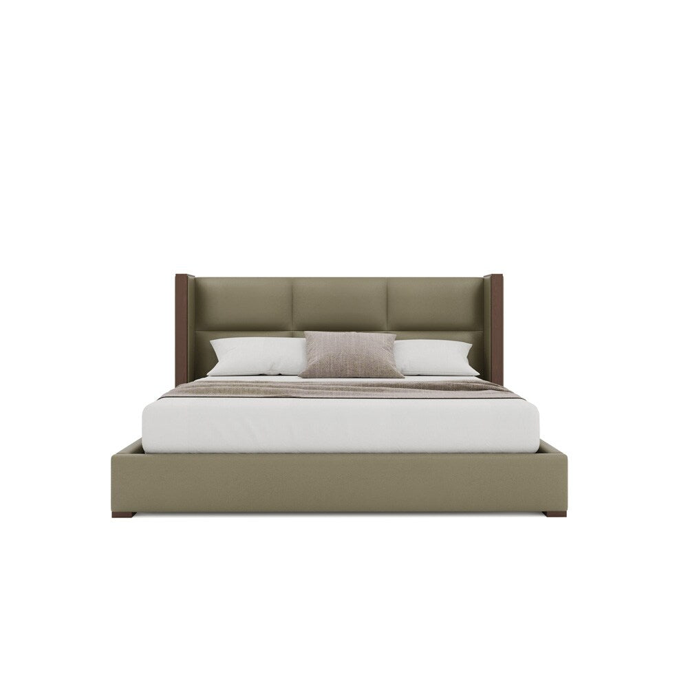Nativa Interiors - Irenne Square Tufted Eco-Leather Low 47in King Stone Bed - BED-IRENNE-SQ-LOW-KN-VIN-STONE veiw 3