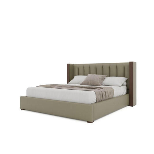 Nativa Interiors - Irenne Vertical Channel Eco-Leather Low 47in King Stone Bed - BED-IRENNE-VC-LOW-KN-VIN-STONE veiw 2