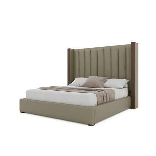 Nativa Interiors - Irenne Vertical Channel Eco-Leather Medium 67in King Stone Bed - BED-IRENNE-VC-MID-KN-VIN-STONE veiw 2